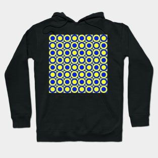 blue and yellow geometrical circle pattern Hoodie